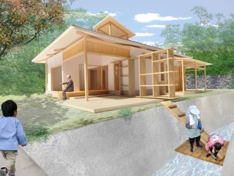 「オカミのイエ 2014」 (岩手県大船渡市越喜来 崎浜)
建築学会主催の三陸向け復興住宅コンペ1等受賞作品 (重村研究室)。