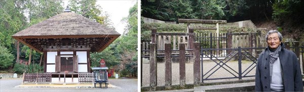 (左) 観心寺:建掛塔 (右) 観心寺の奥の後村上天皇陵に登った